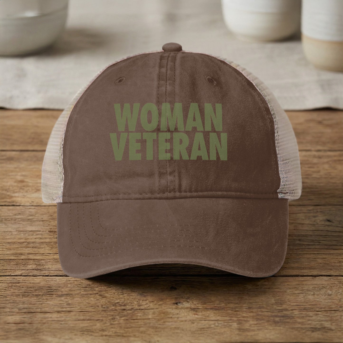 Woman Veteran Mesh Back Embroidered Cap Product