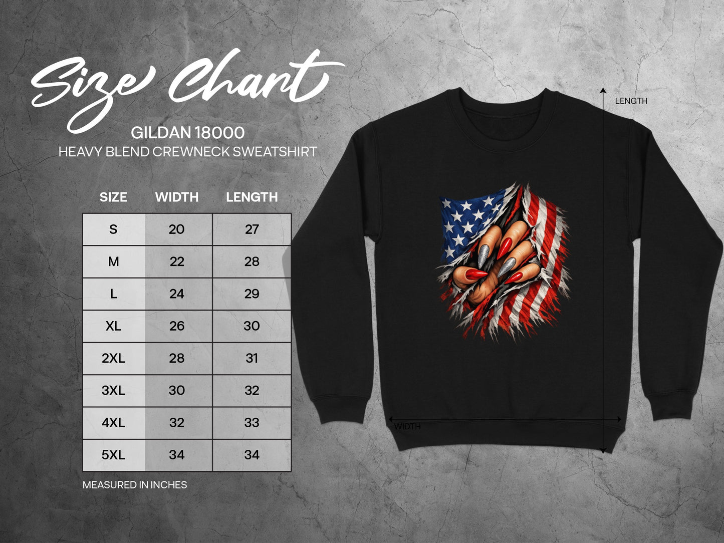 American Flag Claw Design Crewneck Sweatshirt For All Sizes