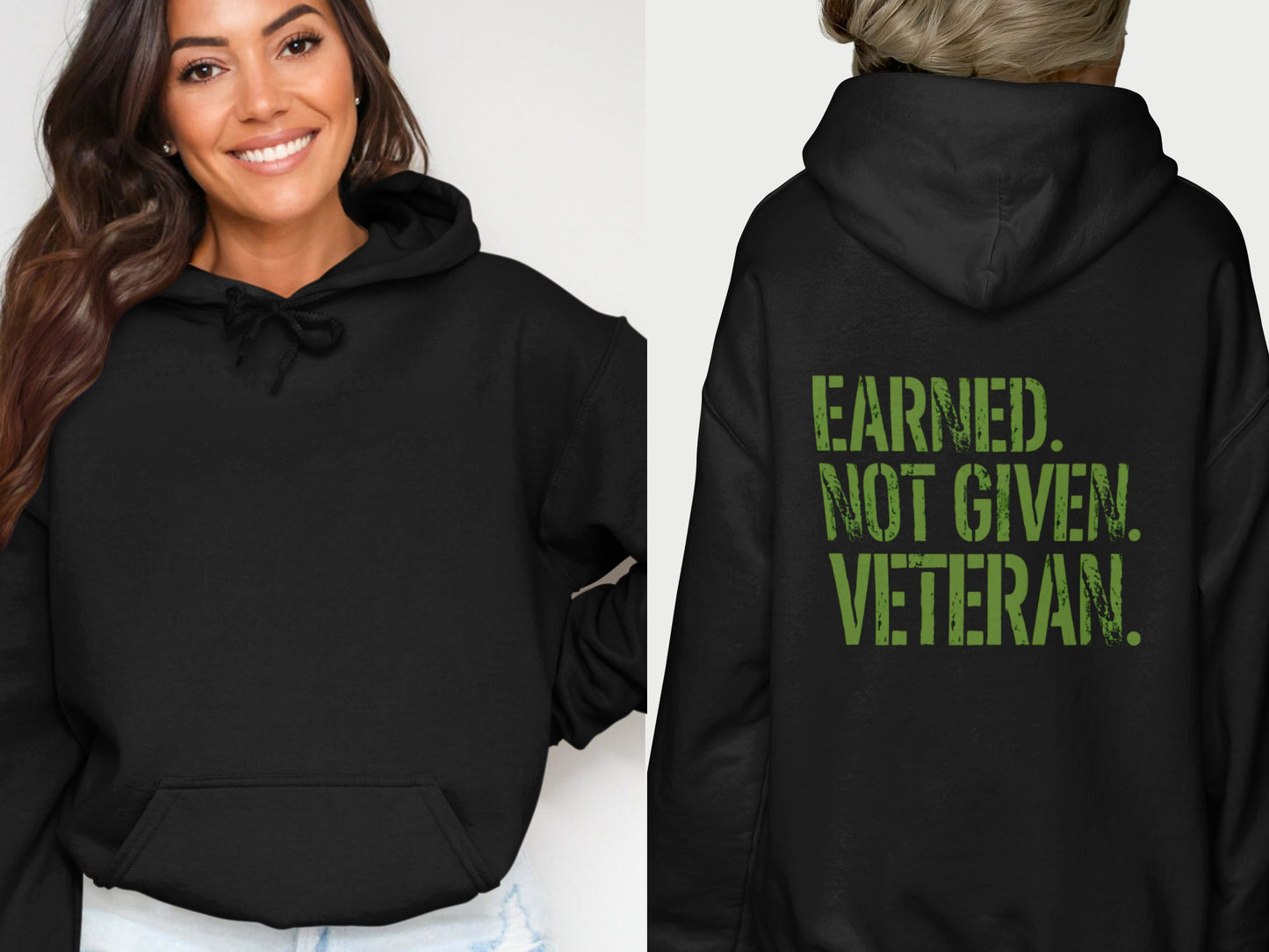 Earned Not Given Veteran Hoodie Motivational Pullover