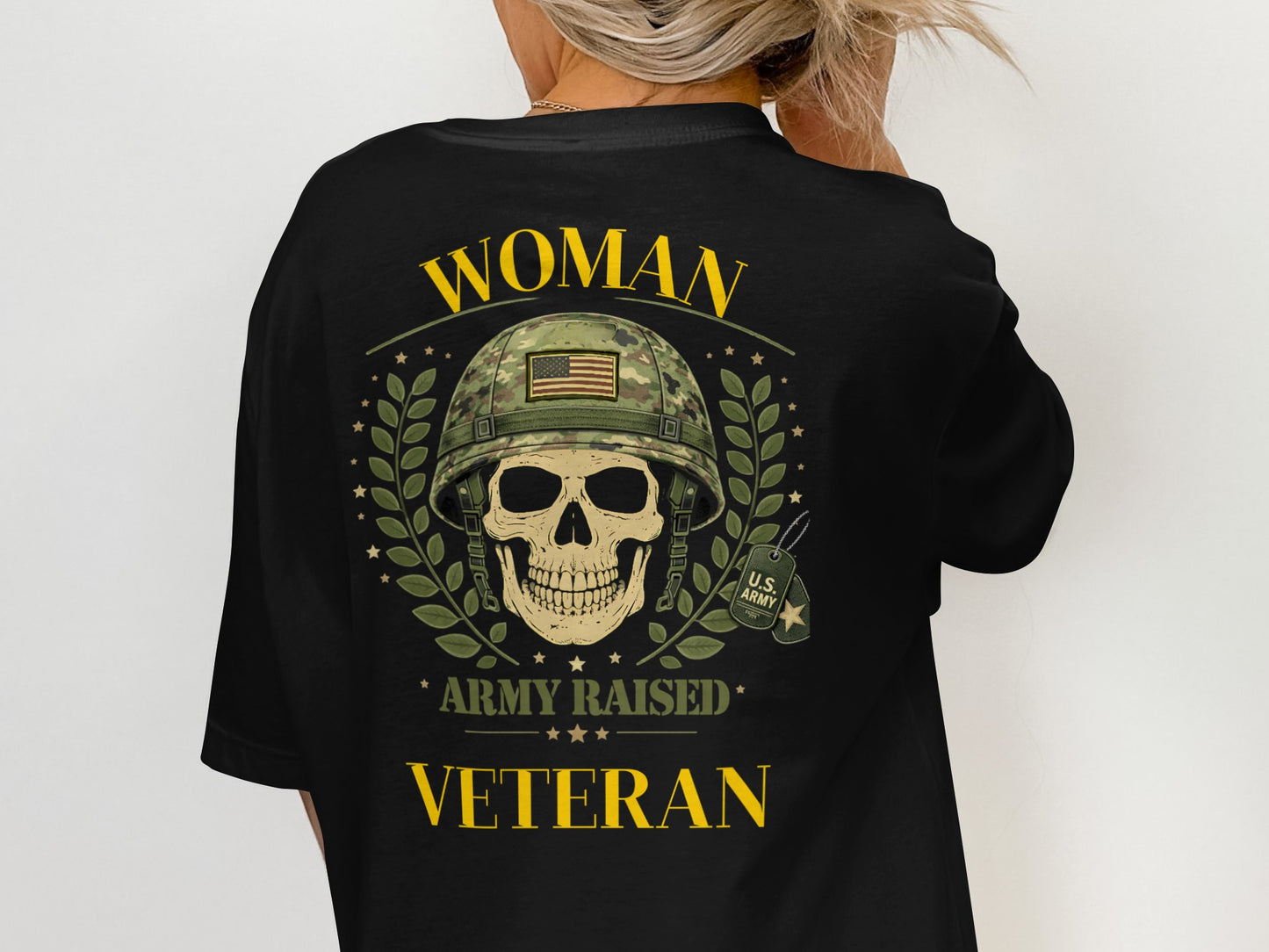 Woman Army Raised Veteran U.S. Army Skull T-Shirt