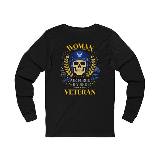Woman Veteran Air Force Raised Skull Graphic Shirt