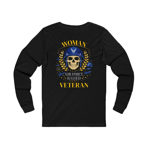 Woman Veteran Air Force Raised Skull Graphic Shirt