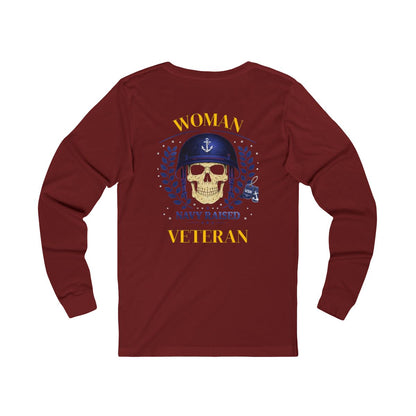 Woman Veteran Navy Raised Skull Design Apparel