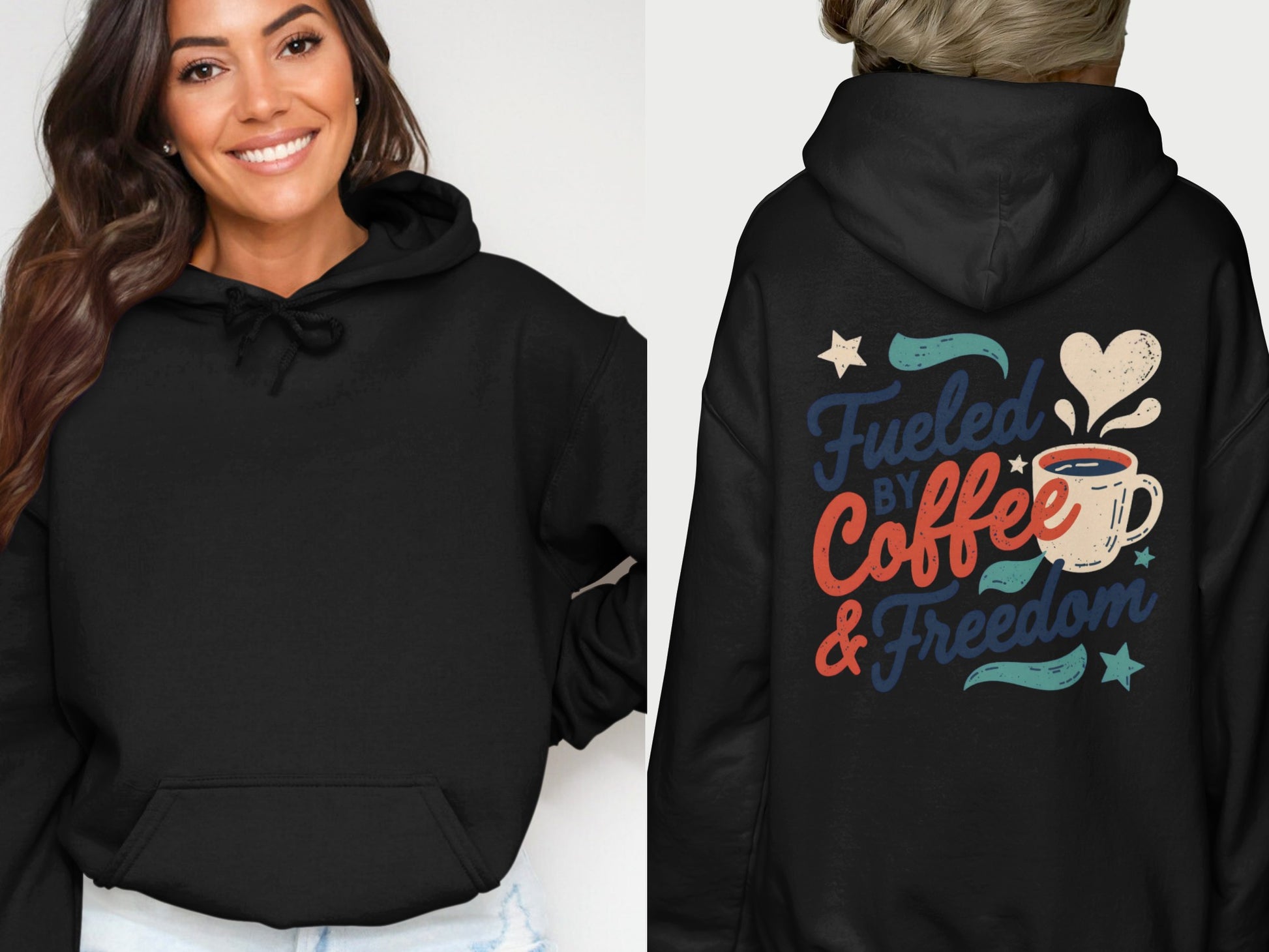 Fueled by Coffee and Freedom Graphic Hoodie