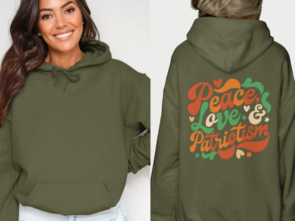 Peace Love And Patriotism Graphic Unisex Hoodie