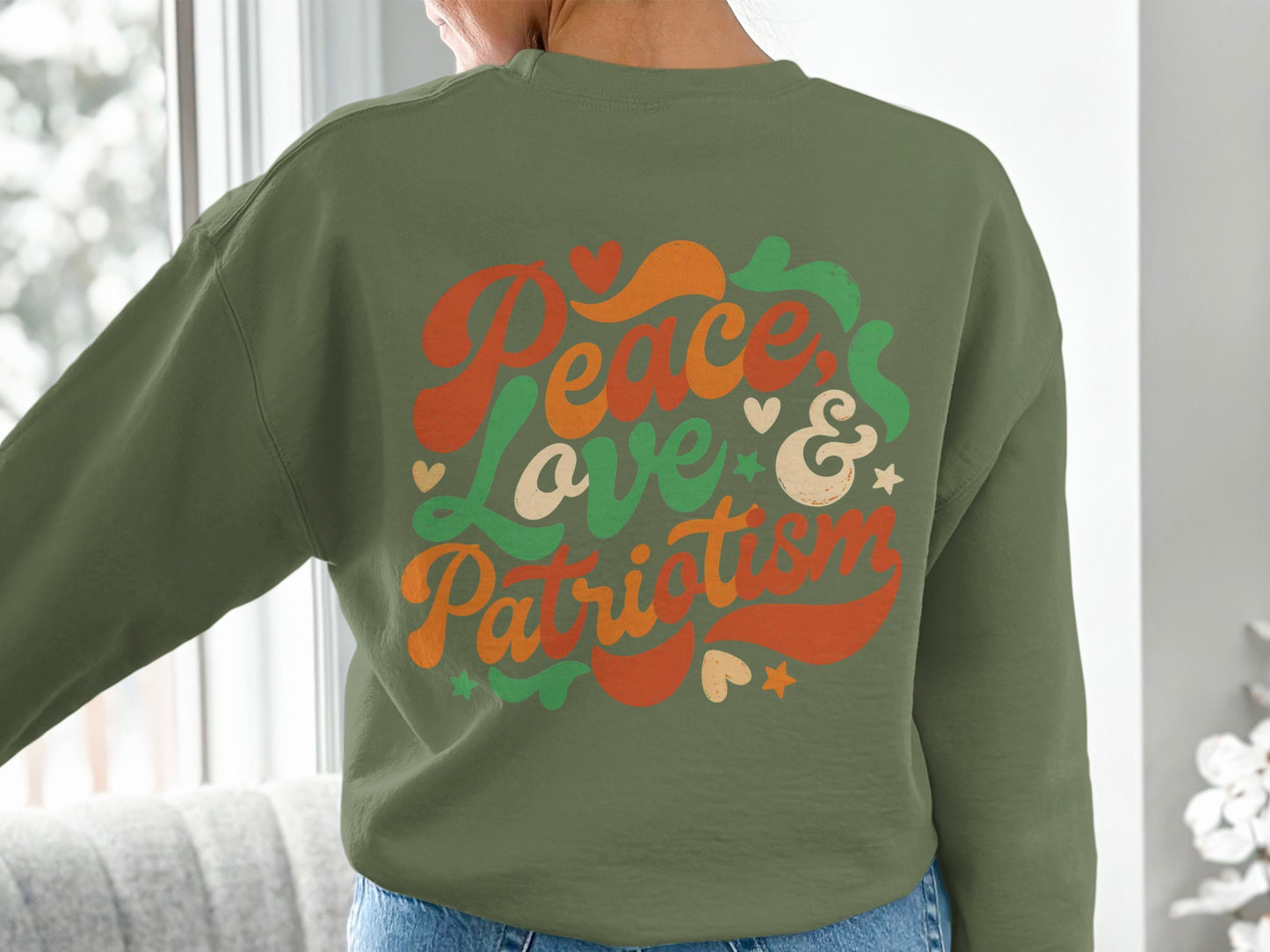 Peace Love and Patriotism Retro Style Sweater