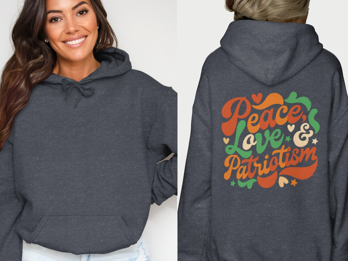Peace Love And Patriotism Cozy Hoodie Apparel