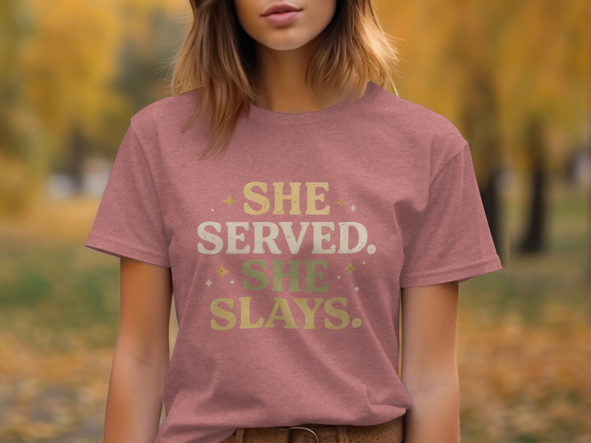 She Served She Slays Inspirational Graphic T-Shirt