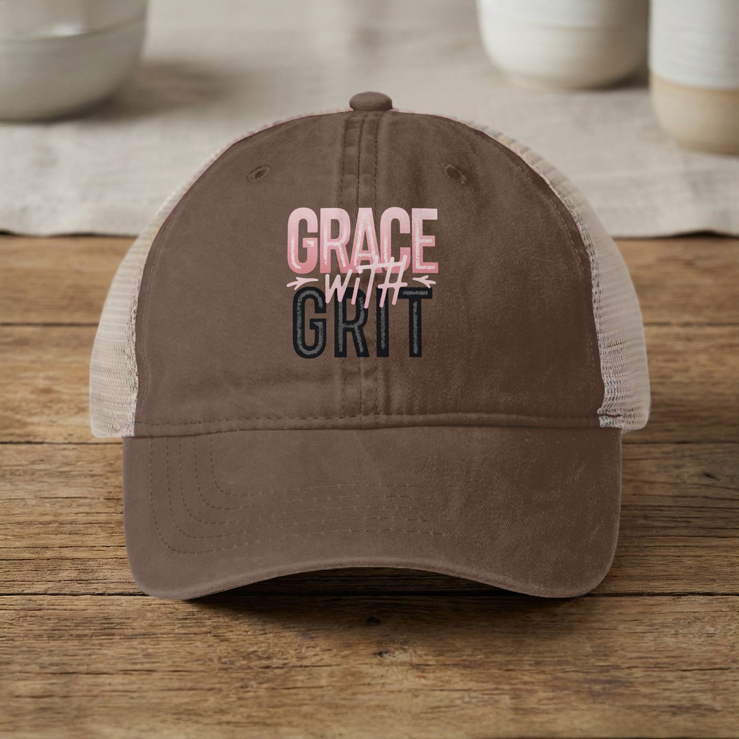Grace with Grit Inspirational Embroidered Hat