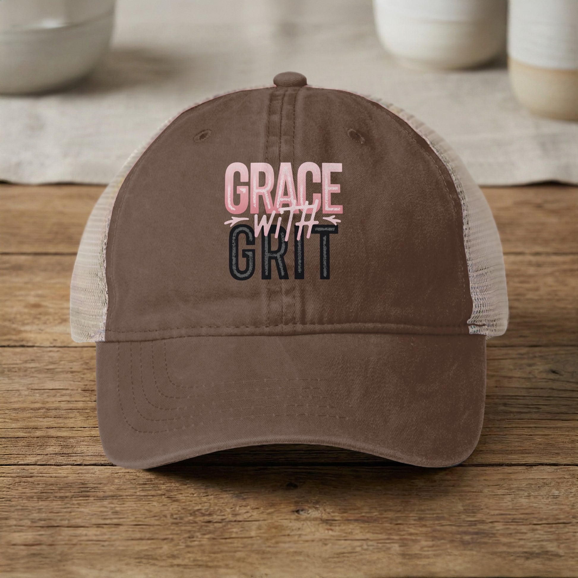 Grace with Grit Inspirational Embroidered Hat