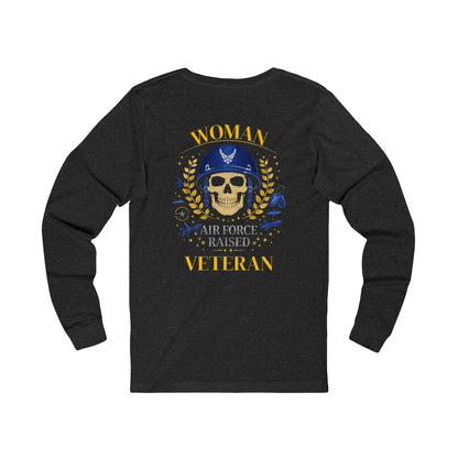 Woman Veteran Air Force Raised Skull Graphic Shirt