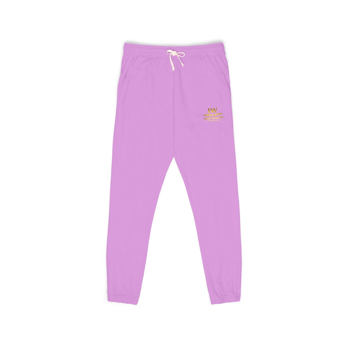 Stylish Lavender Joggers with Unique Emblem Design