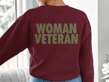 WOMAN VETERAN sweatshirt empowering message product