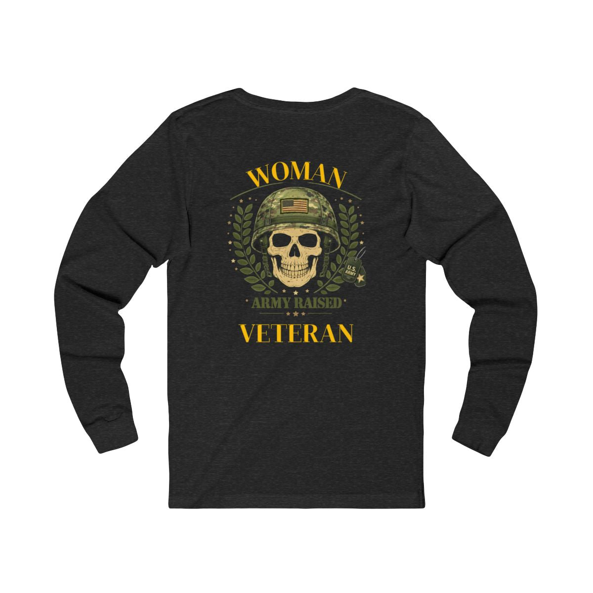 Woman Veteran Army Raised U.S. Navy Skull Long Sleeve
