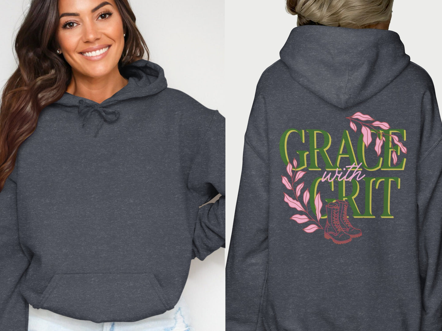 Grace with Grit Hoodie Inspirational Graphic Apparel