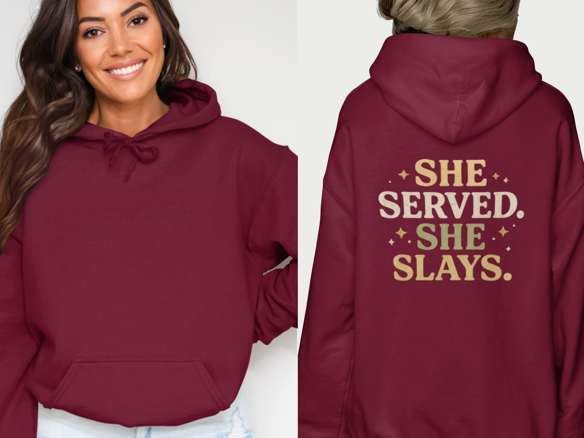 She Served She Slays Statement Hoodie for Women