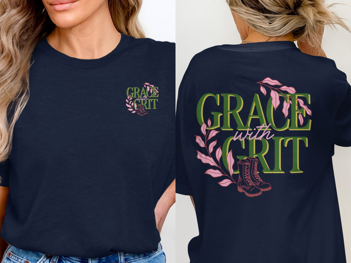 Grace With Grit Graphic Tee with Floral Accents