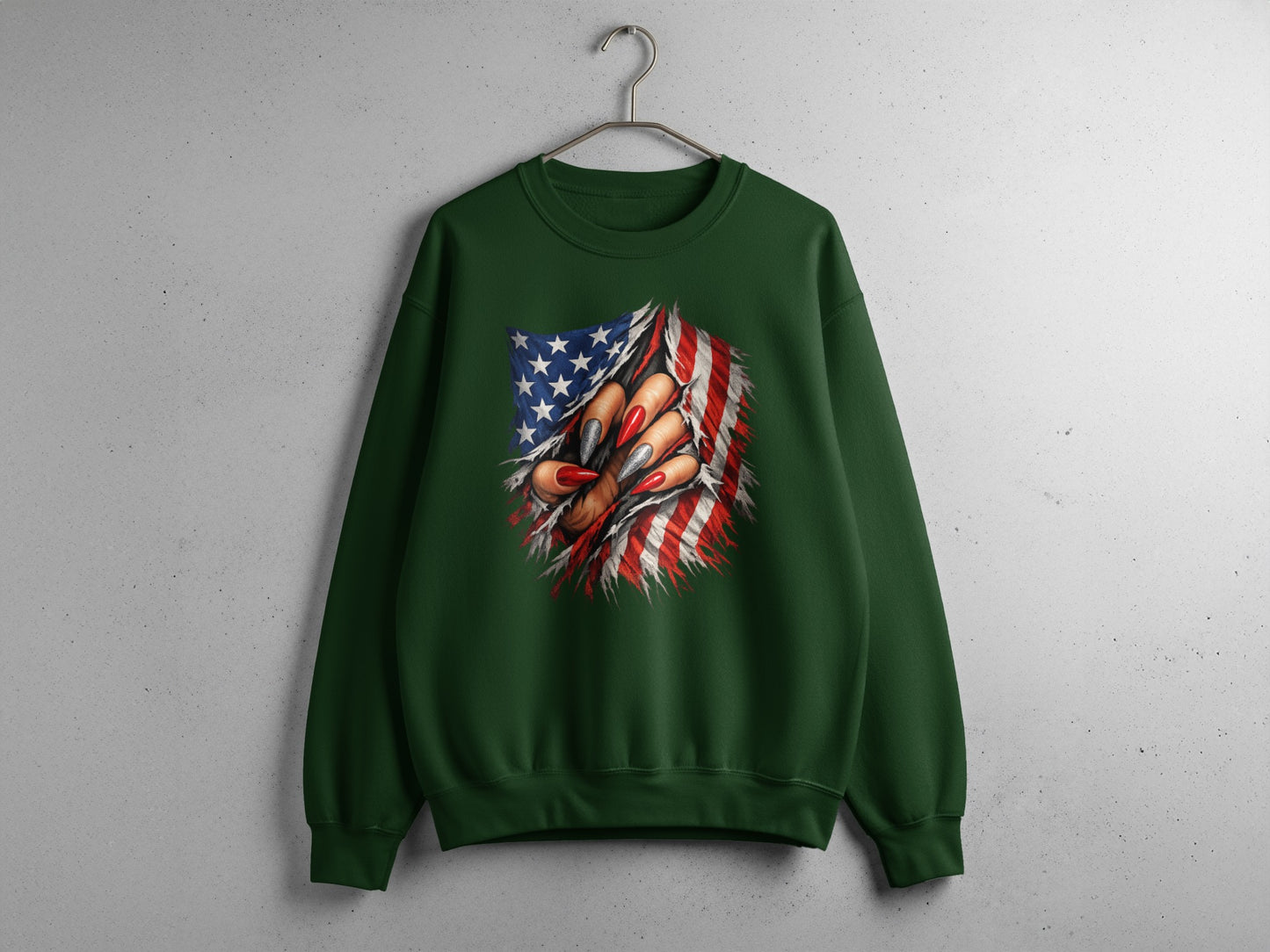 Bold Patriotic Claws Design Green Sweatshirt