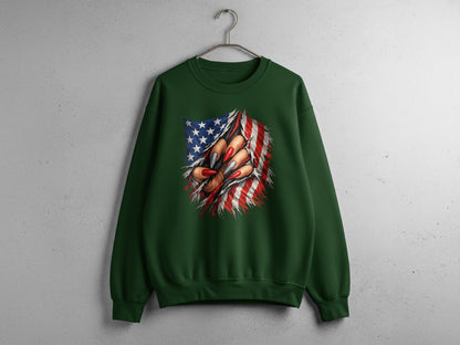 Bold Patriotic Claws Design Green Sweatshirt