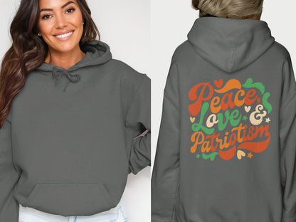 Peace Love & Patriotism Graphic Hoodie For Women