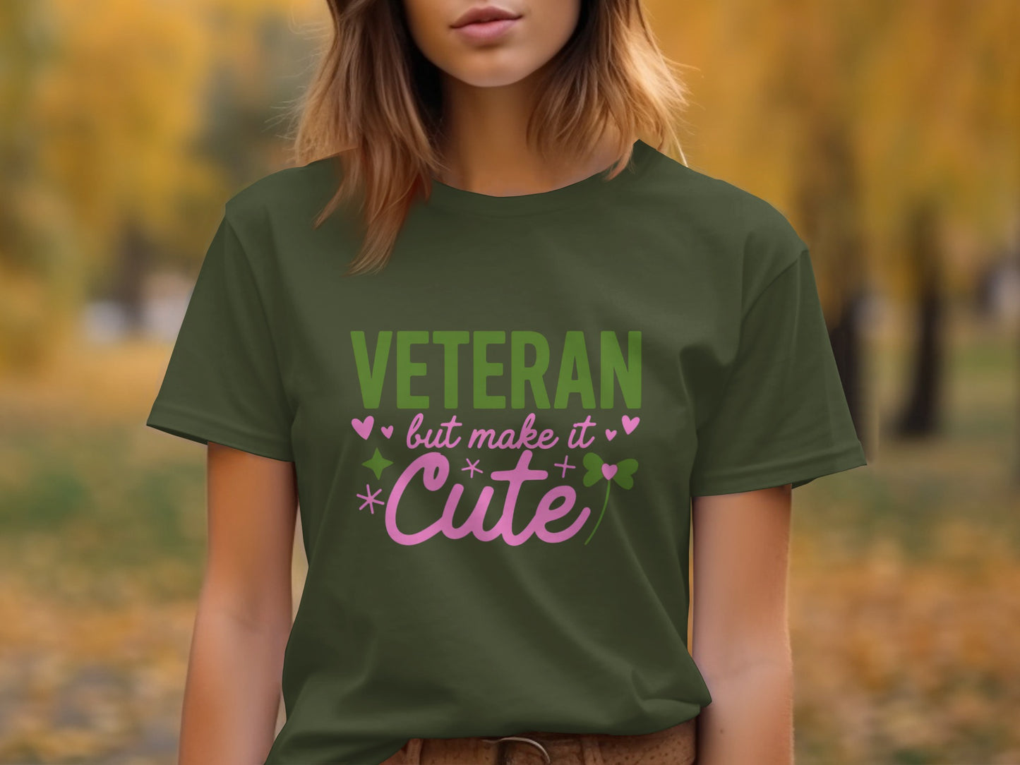 Veteran But Make It Cute Heart Clover T-shirt