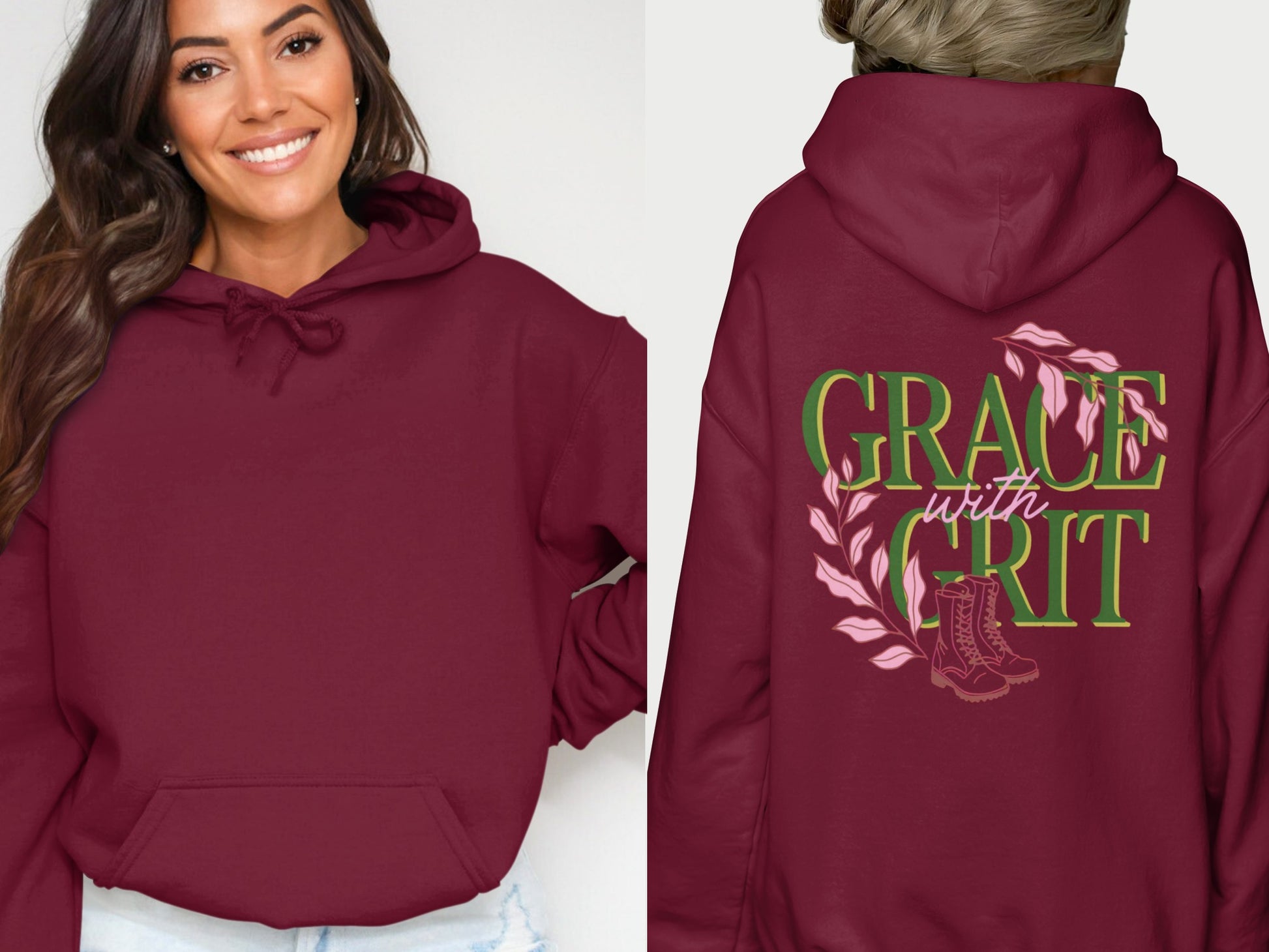 Grace with Grit Slogan Hoodie Pullover Fashion Product