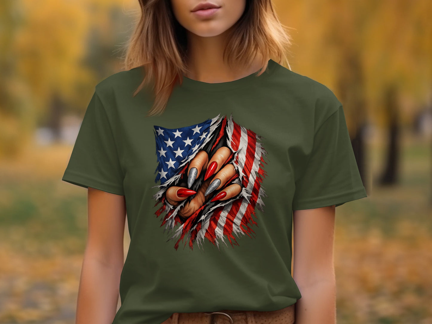 Patriotic Graphic Tee with American Flag Design