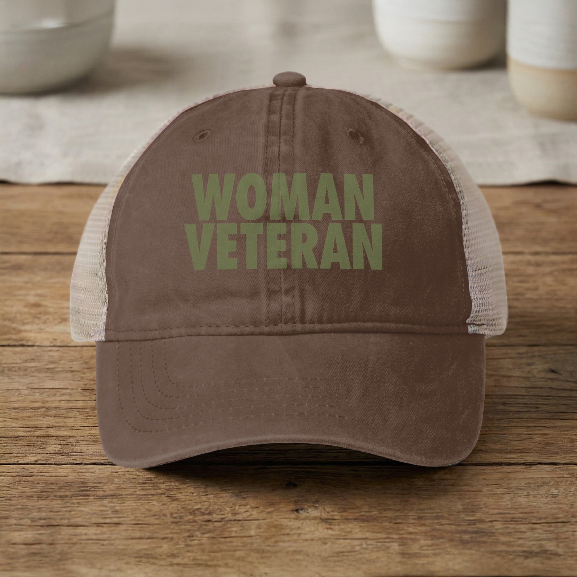 Woman Veteran Mesh Back Embroidered Cap Product