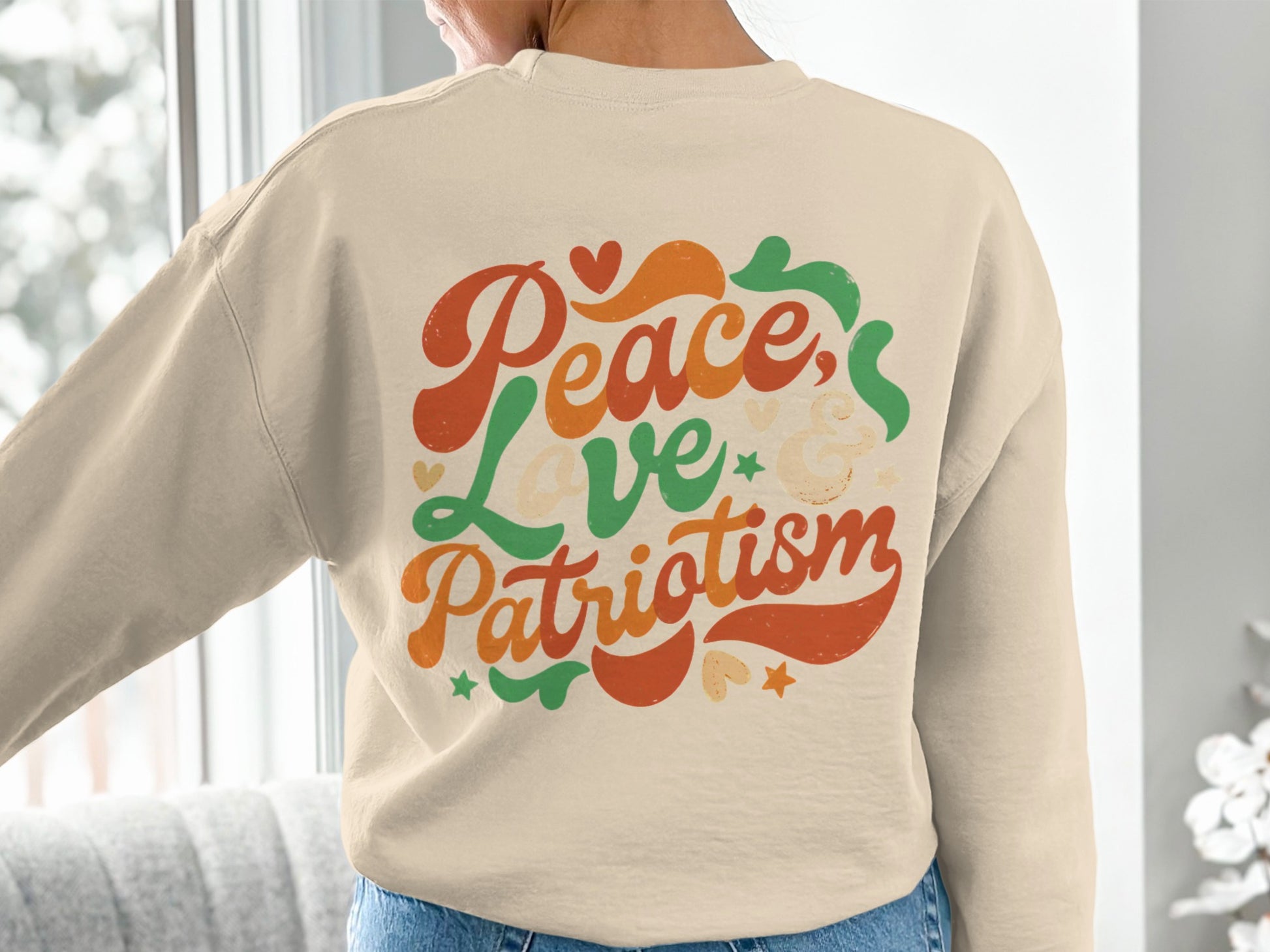Peace Love and Patriotism Graphic Sweatshirt