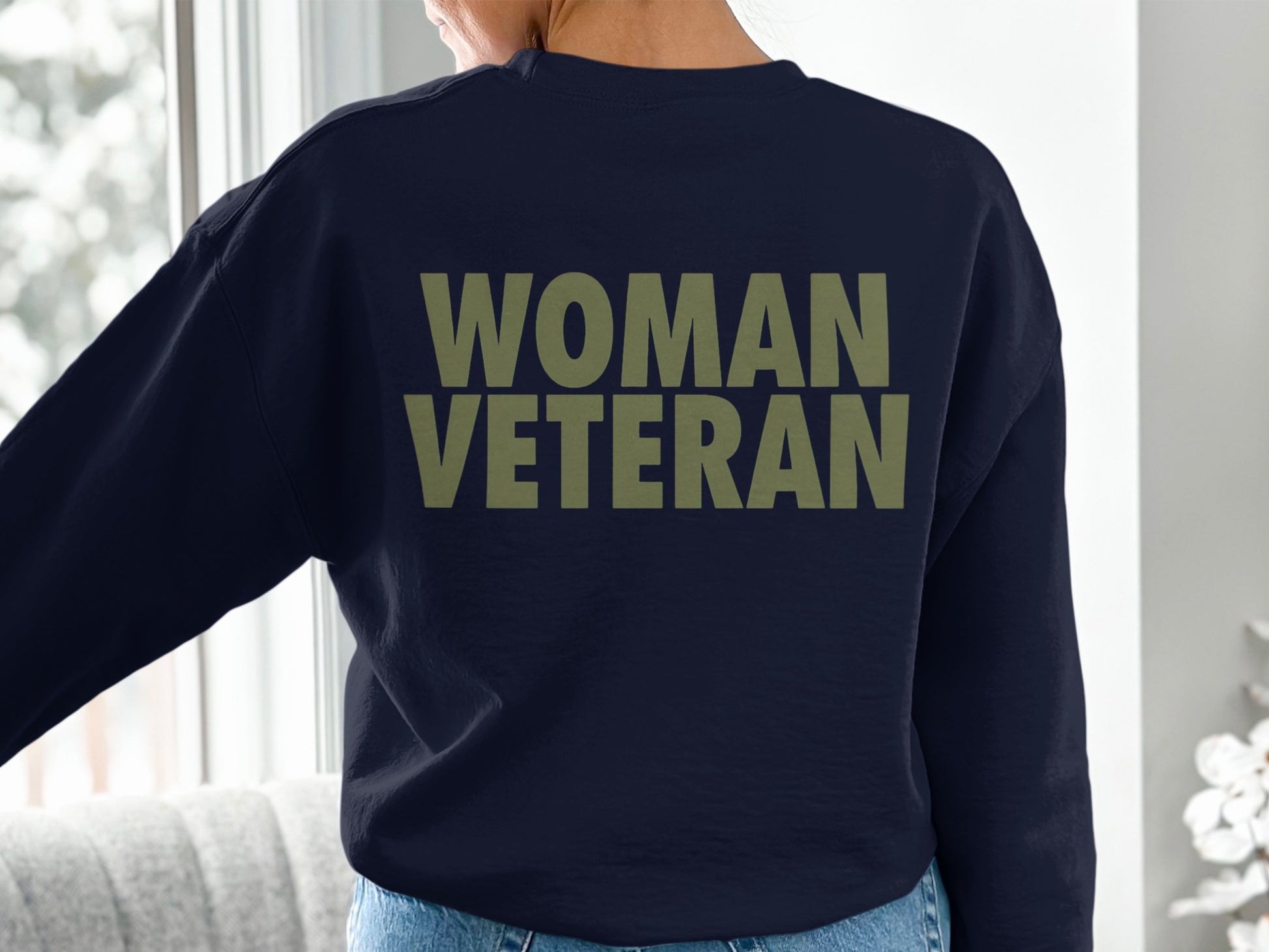 WOMAN VETERAN Statement Fashion Crewneck Sweater