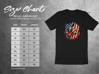 Distressed American Flag Claws Short Sleeve Tee Shirt