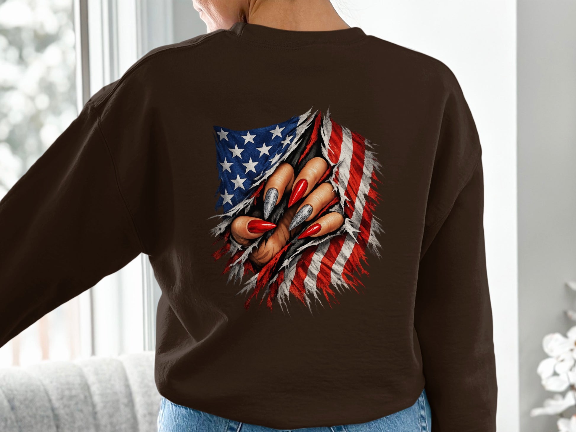 American Flag Claw Scratch Design on Back Shirt