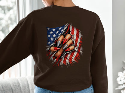 American Flag Claw Scratch Design on Back Shirt