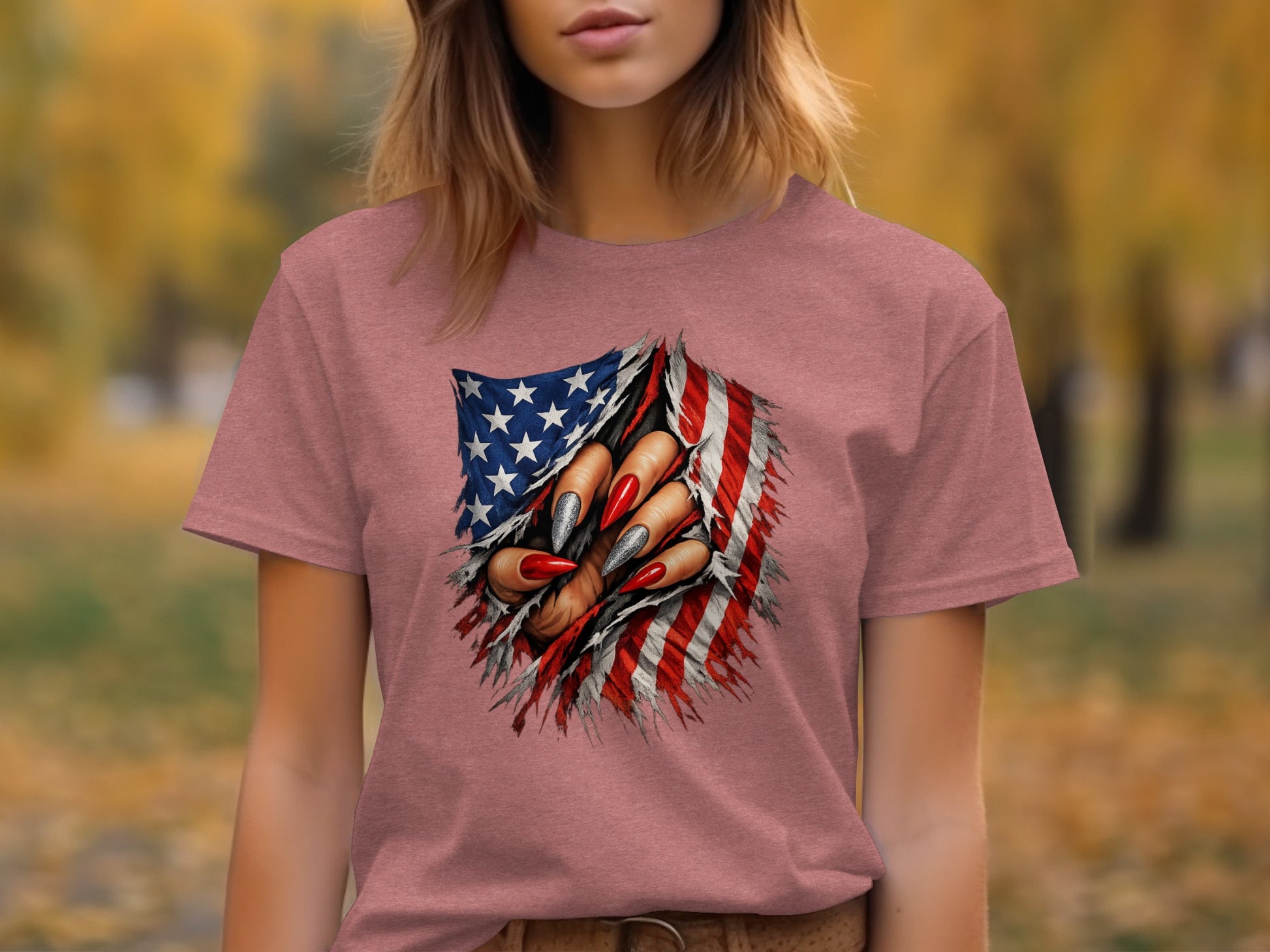 American Flag Claws Design for Women Graphic Tee