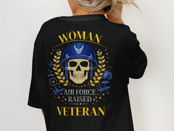 Woman Air Force Raised Veteran Graphic T-Shirt