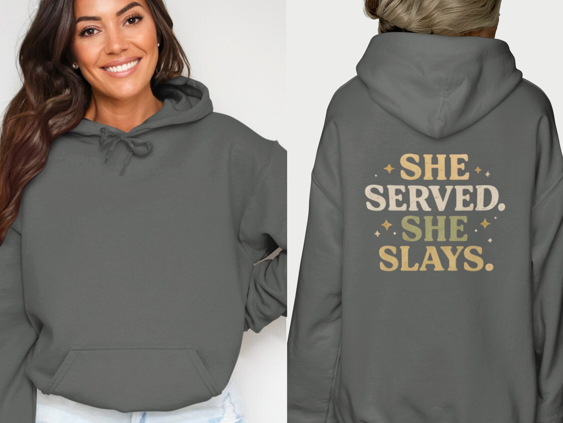 She Served She Slays Printed Hoodie for Stylish Comfort