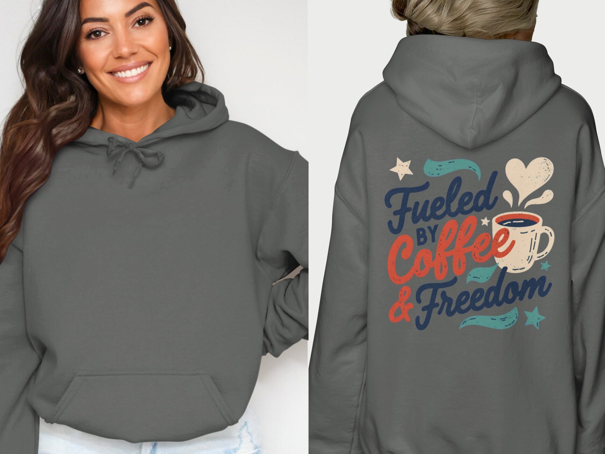 Fueled by Coffee and Freedom Graphic Hoodie