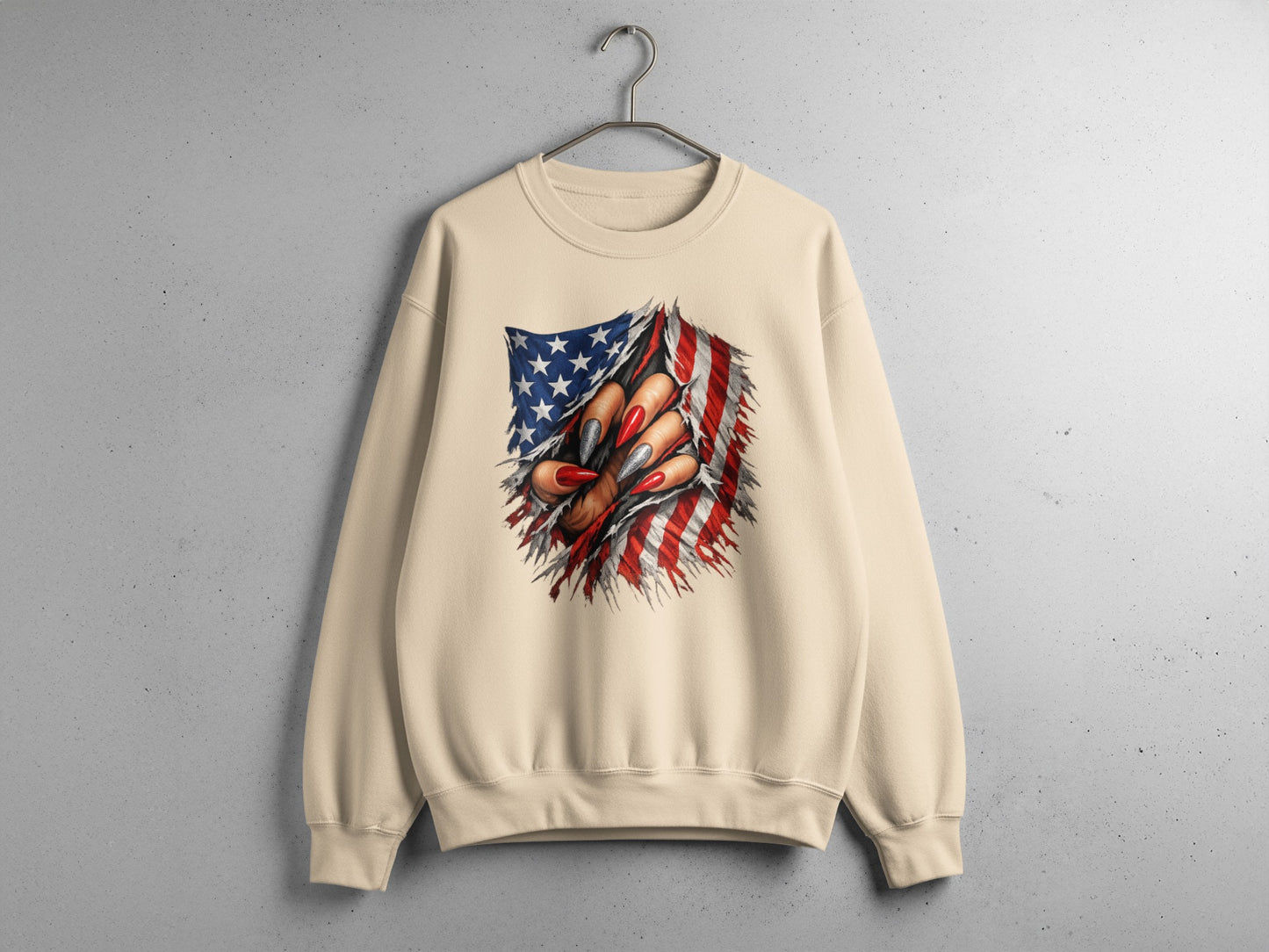 Patriotic Claw Mark American Flag Print Sweatshirt