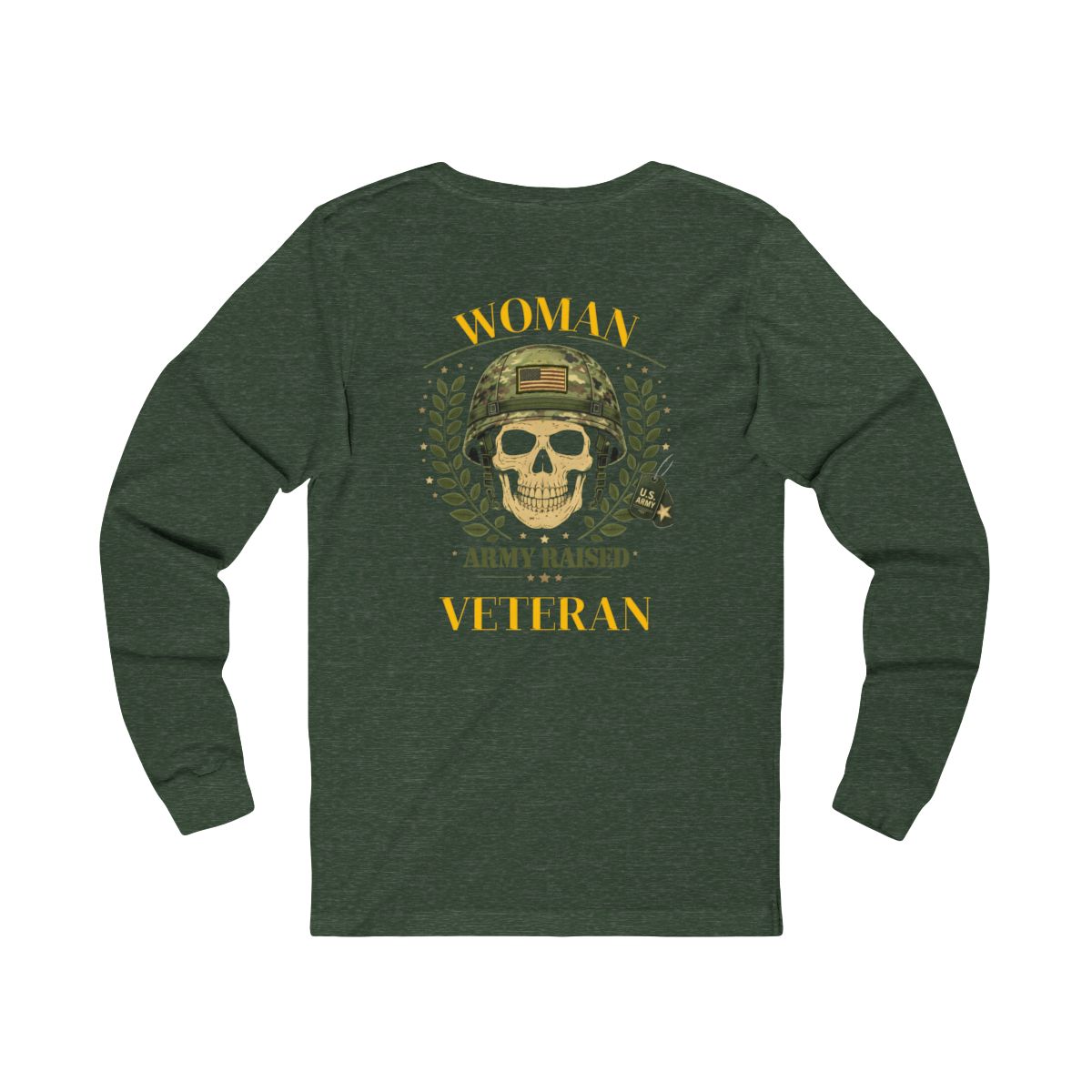 Woman Veteran Skull Design Army Raised Long Sleeve
