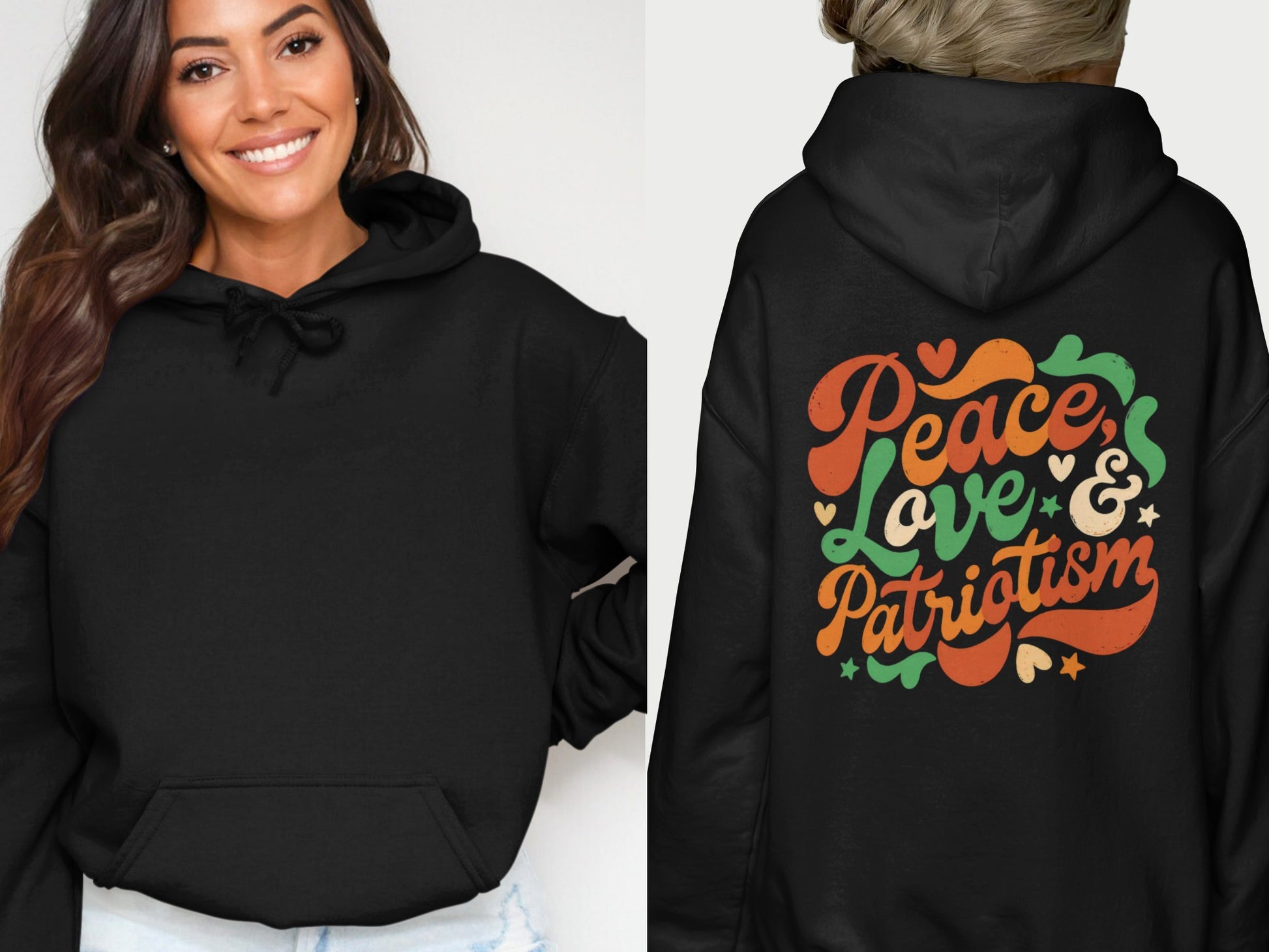 Peace Love and Patriotism Graphic Hoodie