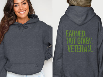 Earned Not Given Veteran Printed Hoodie for Casual Wear