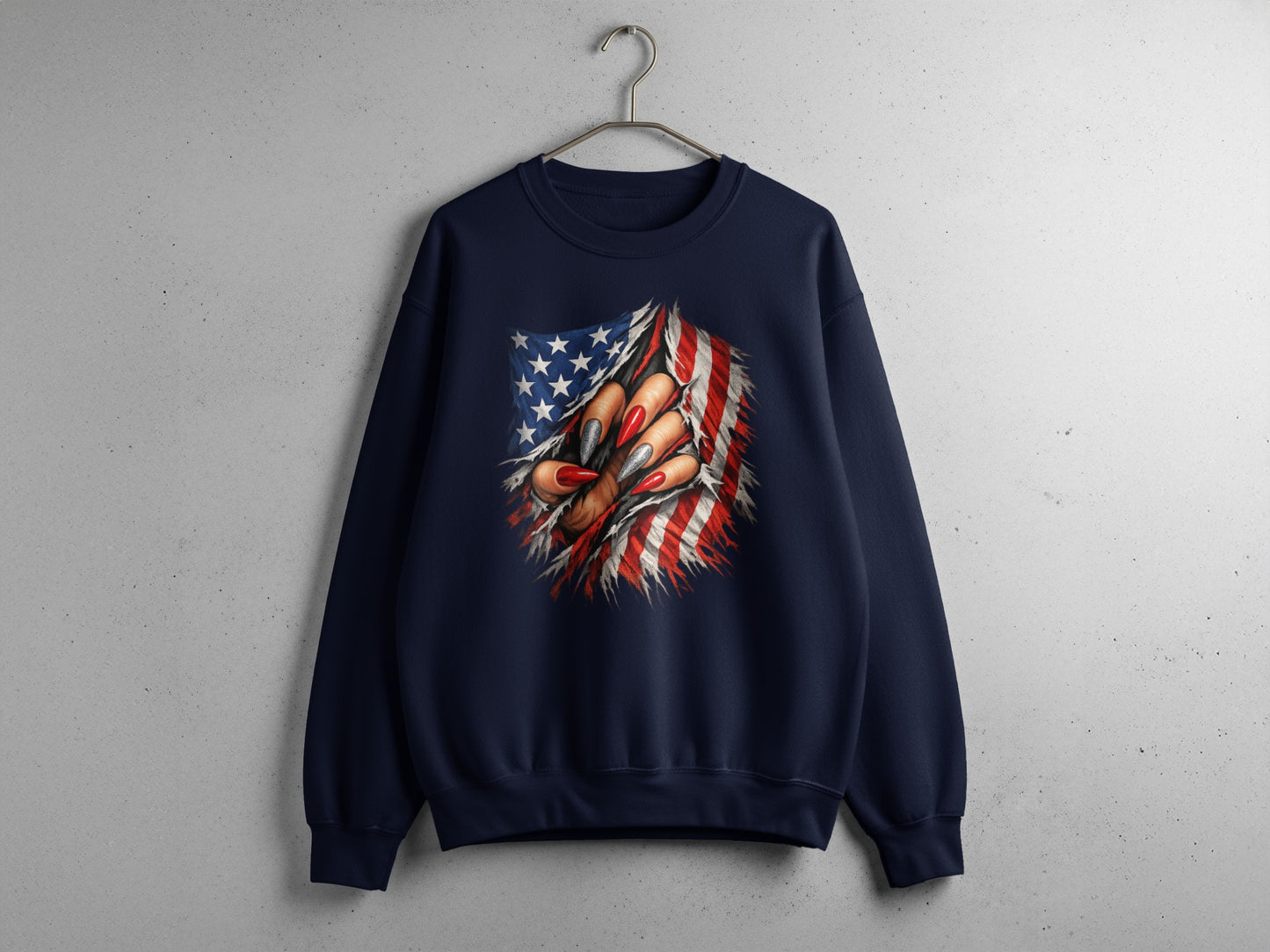 Bold American Flag Broken Claw Design Sweatshirt