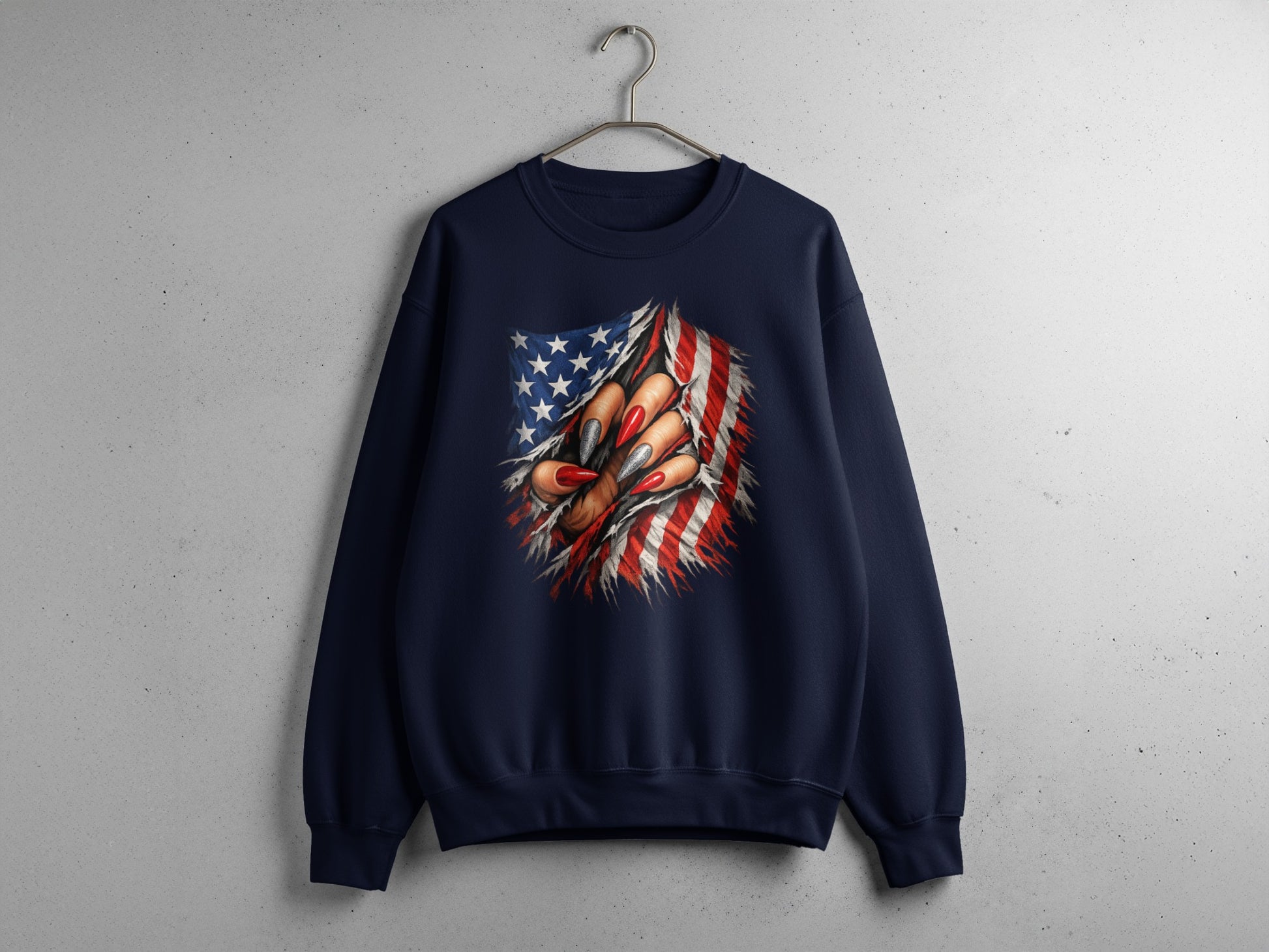 Bold American Flag Broken Claw Design Sweatshirt
