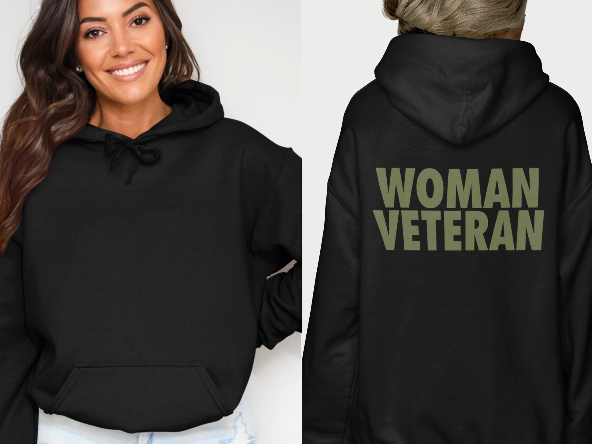 Woman Veteran Black Hoodie Bold Statement Apparel