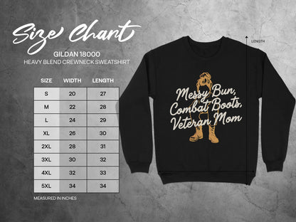 Messy Bun Combat Boots Veteran Mom Sweatshirt