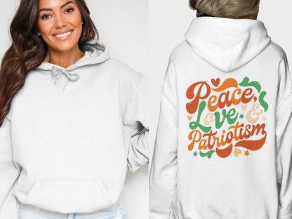 Peace Love and Patriotism Hoodie Perfect for Any Season