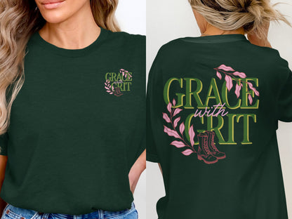 Grace with Grit Graphic Tee with Floral Design
