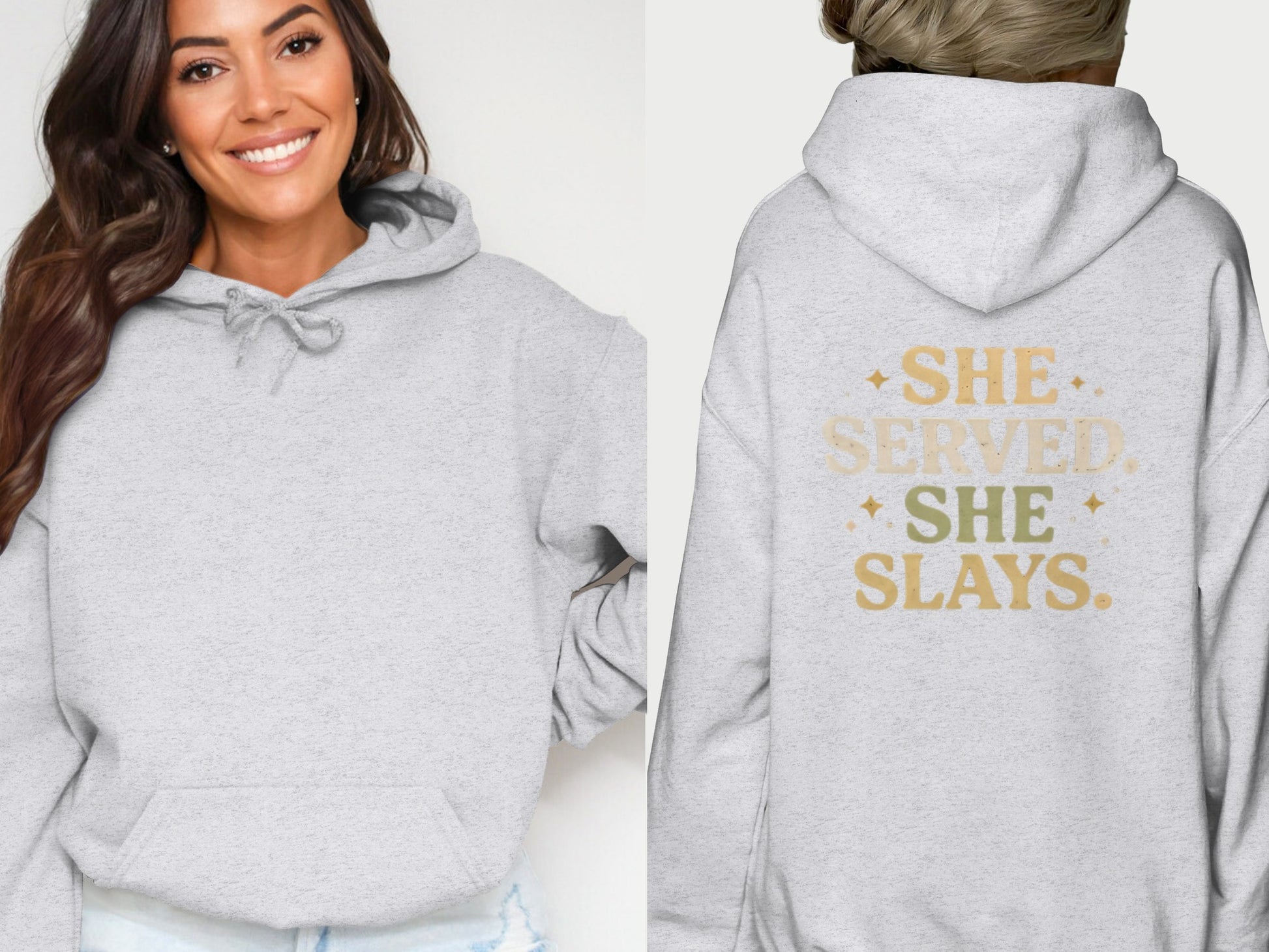 She Served She Slays Printed Hoodie for Women
