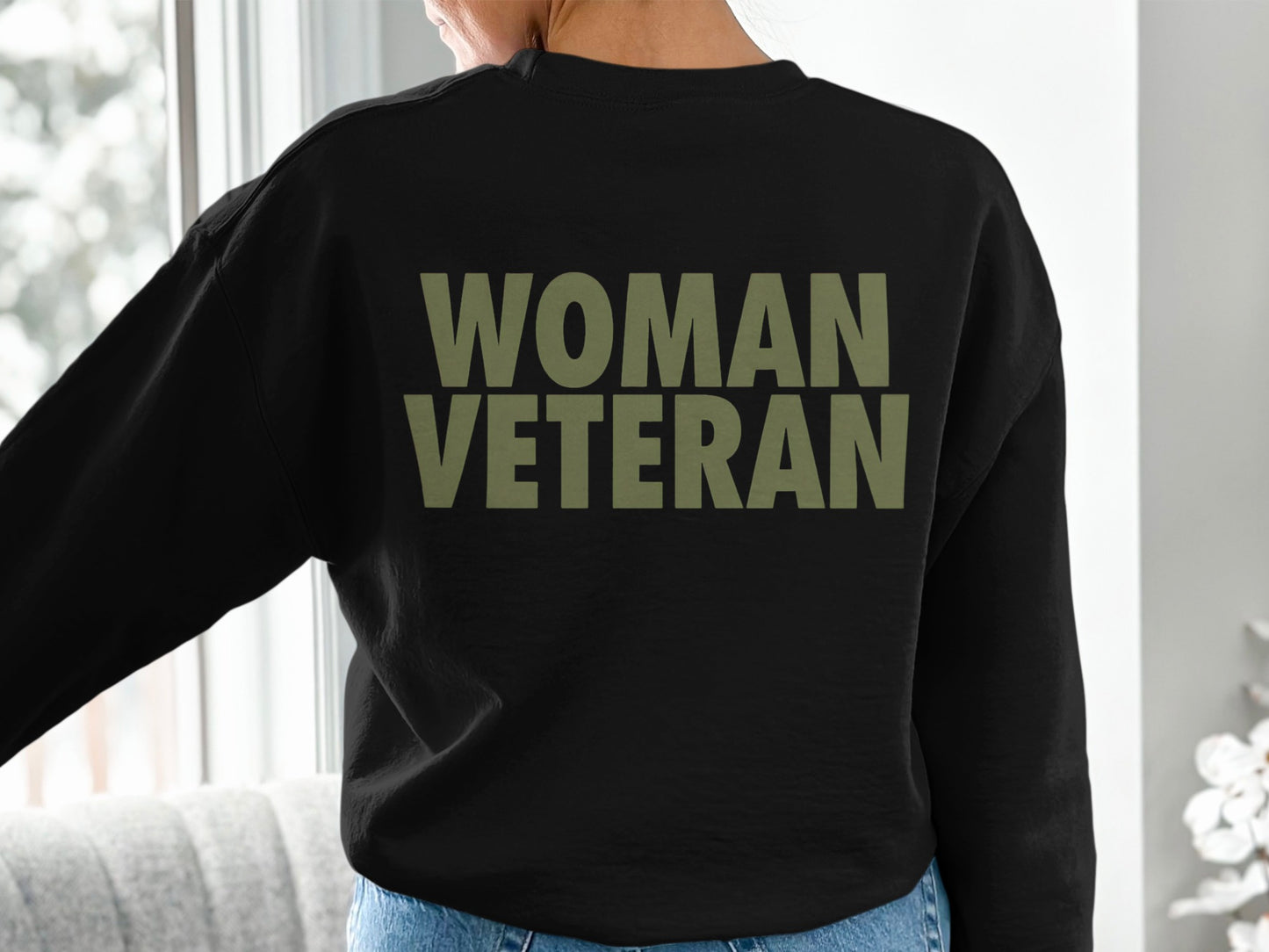 Woman Veteran Bold Print Long Sleeve Shirt