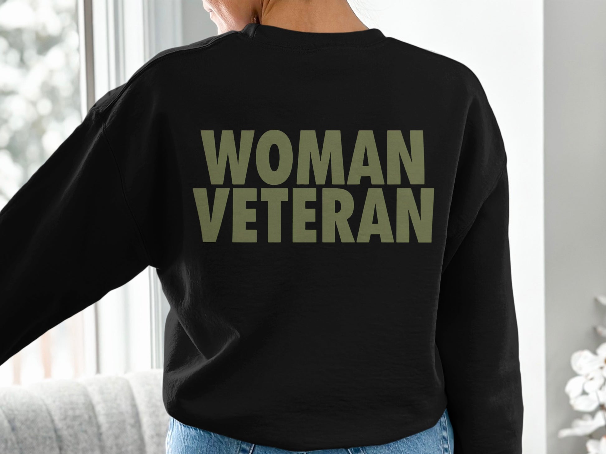 Woman Veteran Bold Print Long Sleeve Shirt